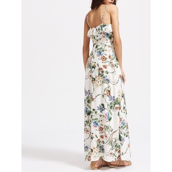 ✨HP✨White Botanical Print Front Ruffle Cami Dress✨ - Picture 5 of 7